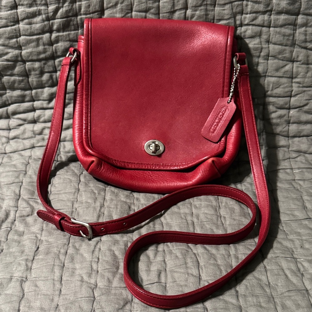 Coach Red Leather Crossbody Bag vintage
